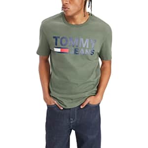 Tommy Hilfiger Men's Tommy Jean Short Sleeve Logo T Shirt, Jade, SM for $40