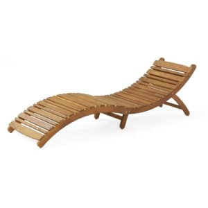 GDF Studio Lisbon Acacia Wood Folding Portable Chaise Lounge for $110