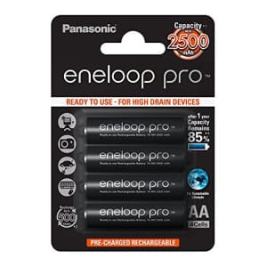 Panasonic BK-3HCCE4BE Eneloop Pro AA High Capacity Ni-MH Pre-Charged Rechargeable Batteries (Pack for $29
