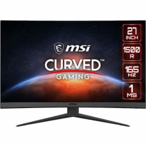 MSI Full HD Non-Glare 1ms 1920 x 1080 165Hz Refresh Rate Resolution Free Sync 27" Curved Gaming for $170