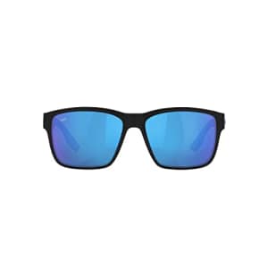 Costa Del Mar Men's Paunch Square Sunglasses, Black/Polarized Blue Mirrored 580G, 57 mm for $187