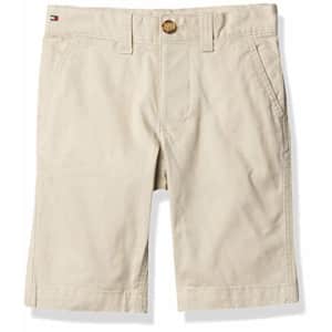 Tommy Hilfiger Boys Adaptive Shorts with Velcro Brand Closure Fly, Sand Khaki, 5 for $30
