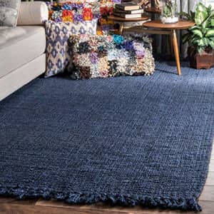 nuLOOM Natura Collection Chunky Loop Jute Rug, 4' x 6', Navy Blue for $129 nuLOOM Natura Collection Chunky Loop Jute Rug, 4' x 6', Navy Blue for $129