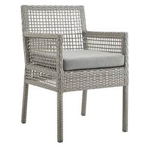 Modway Aura Wicker Rattan Outdoor Patio Dining Arm Chair with Cushion in Gray Gray for $187 Modway Aura Wicker Rattan Outdoor Patio Dining Arm Chair with Cushion in Gray Gray for $187