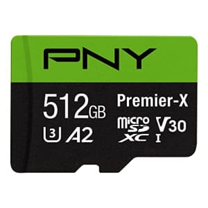 PNY 512GB Premier-X Class 10 U3 V30 microSDXC Flash Memory Card for $55