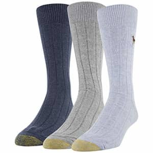 Gold Toe Men's Hampton Socks, 3-Pairs, Angel Blue/Light Grey/Ink, Large for $15