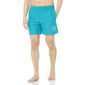 A|X ARMANI EXCHANGE Men's Standard Basic Logo Swim Shorts, Mosaic Blue, XXL for $28