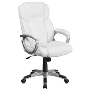 Flash Furniture Mid-Back White LeatherSoft Executive Swivel Office Chair with Padded Arms for $297 Flash Furniture Mid-Back White LeatherSoft Executive Swivel Office Chair with Padded Arms for $297