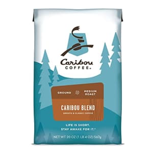 Caribou Coffee, Caribou Blend, Medium Roast Ground Coffee, 20oz, Rainforest Alliance Certified for $29