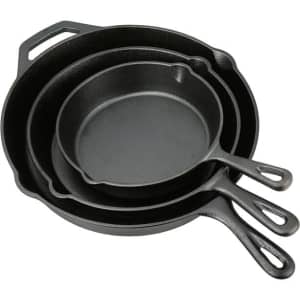 Ozark Trail 3-Piece Pre-Seasoned Cast Iron Skillet Set for $15 Ozark Trail 3-Piece Pre-Seasoned Cast Iron Skillet Set for $15