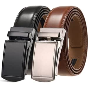 West Leathers Men's Leather Belt 2-Pack for $21