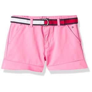 Tommy Hilfiger Girls' Solid Belted Shorts, S21 Carnation Pink Ruffle, 6 for $25