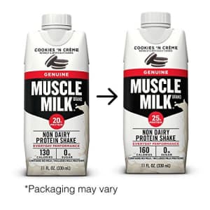 Muscle Milk Genuine Protein Shake, Cookies 'N Crme, 25g Protein, 11 FL OZ, (Pack of 4) for $11