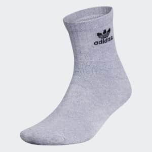 adidas Originals Men's Trefoil Quarter Socks 6-Pack for $8