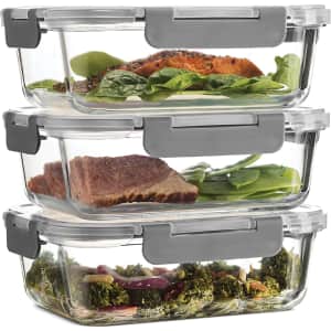 FineDine 35-oz. Glass Meal Prep Container 3-Pack for $15