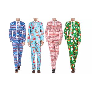 Braveman Men's Classic Fit Christmas Suit with Matching Tie for $40