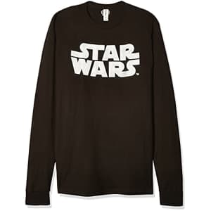 STAR WARS Men's Simple Logo Long Sleeve Shirt - Black - Large for $10