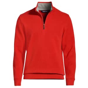 Lands' End Men's Bedford Rib Quarter Zip Sweater for $11