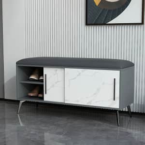 Homary Modern Leather Upholstered Storage Bench for $176 Homary Modern Leather Upholstered Storage Bench for $176