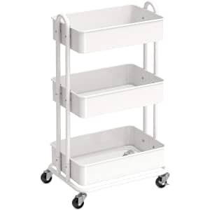 Simple Houseware Heavy Duty 3-Tier Metal Utility Rolling Cart for $40 Simple Houseware Heavy Duty 3-Tier Metal Utility Rolling Cart for $40