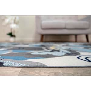 Rugshop Modern Large Floral Non-Slip (Non-Skid) Area Rug Runner 2' X 7' (22" X 84") Gray-Blue for $56
