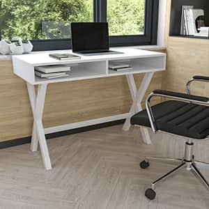 Flash Furniture Computer Desk - White Writing Desk with Open Storage Compartments - 42" Long Home for $121