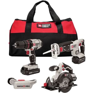 Porter-Cable PCCK616L4 20V cordless combo kit w/ drill/driver, circular saw, reciprocating saw & light for $178
