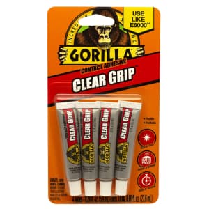 Gorilla Clear Grip High-Strength Contact Adhesive 4-Pack for $4.99 for members in cart Gorilla Clear Grip High-Strength Contact Adhesive 4-Pack for $4.99 for members in cart