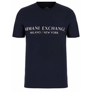 A|X Armani Exchange Men's Short Sleeve Milan New York Logo Crew Neck T-Shirt, Navy, M for $40