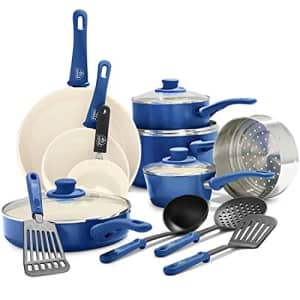 GreenLife Soft Grip Healthy Ceramic Nonstick, Cookware Pots and Pans Set, 16 Piece, Blue for $140