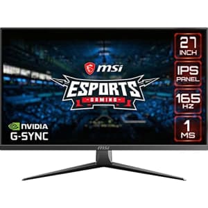 MSI FHD IPS Gaming G-Sync Compatible HDR Ready 1ms 1920 x 1080 165Hz Refresh Rate 27" Gaming for $203