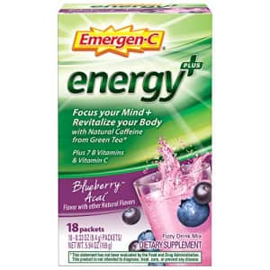 Emergen-C Energy+, with B Vitamins, Vitamin C and Natural Caffeine from Green Tea (18 Count, for $18
