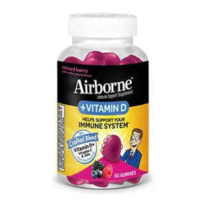Airborne Vitamin C + Vitamin D & Zinc Immune Support Gummies for Adults, (60ct Bottle), Naturally for $21