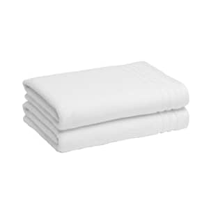 Amazon Basics Cotton Bath Towels, Made with 30% Recycled Cotton Content - 2-Pack, White for $21