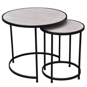 Bee & Willow 2-Piece Round Nesting Side Table Set for $60