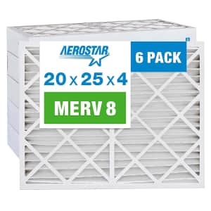 Aerostar 20x20x1 MERV 8 Pleated AC Furnace Air Filter 6-Pack for $31
