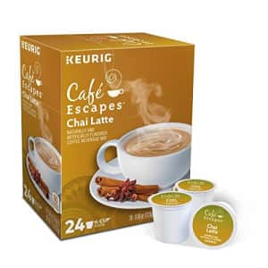 Cafe Escapes, Chai Latte Tea Beverage, Single-Serve Keurig K-Cup Pods, 48 Count (2 Boxes of 24 Pods) for $32