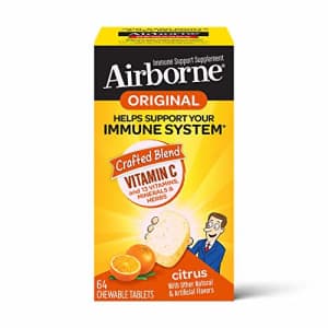 Vitamin C 1000mg - Airborne Citrus Chewable Tablets (64 count in a box), Gluten-Free Immune Support for $13