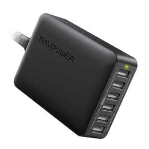 RAVPower 60W 6-Port USB Desktop Charging Station for $14