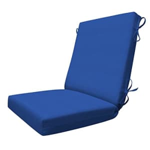 Honey-Comb Honeycomb Indoor/Outdoor Textured Solid Sapphire Blue Highback Dining Chair Cushion: Recycled for $58