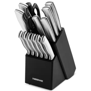 Farberware 15-Piece Stainless Steel Knife Block Set for $45