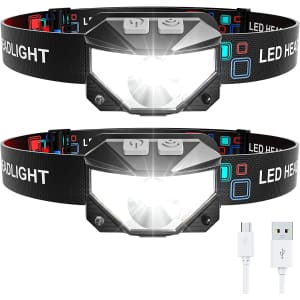 Juninp Rechargeable Headlamp 2-Pack for $22