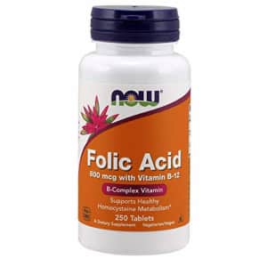 Now Foods NOW Supplements, Folic Acid 800 mcg + B-12 (Cyanocobalamin) 25 mcg, B Complex Vitamin, 250 Tablets for $7