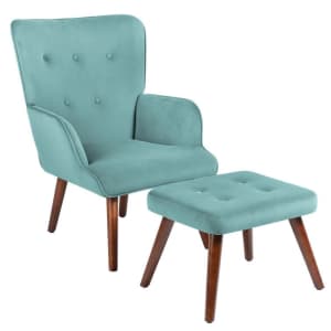 Mercury Row Renken Tufted Velvet Lounge Chair and Ottoman for $234