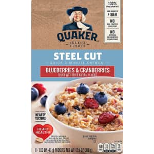 Quaker Instant Steel Cut Cranberries And Blueberries Oatmeal 8-Pack for $2.32 via Sub & Save