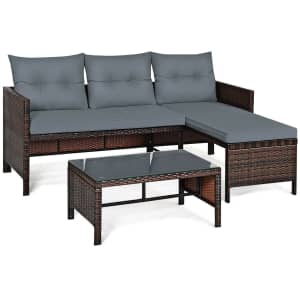 Costway 3-Piece Outdoor Patio Corner Rattan Sofa Set for $229 Costway 3-Piece Outdoor Patio Corner Rattan Sofa Set for $229