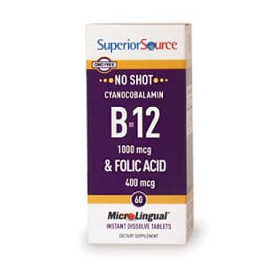 Superior Source No Shot B12/Folic Acid, 1000 mcg/400 mcg, 60 Count for $12 Superior Source No Shot B12/Folic Acid, 1000 mcg/400 mcg, 60 Count for $12