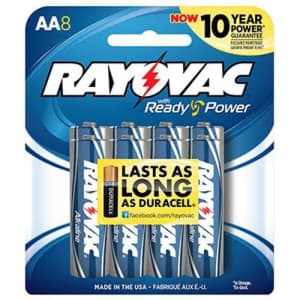 Rayovac Alkaline Batteries, AA Size, 8/Pack for $25