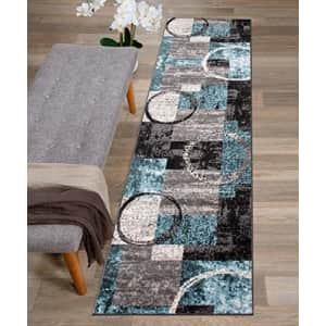 Rugshop Contemporary Abstract Circle Design Gray Soft 2' x 7'2" Indoor Area Rug Runner for $36