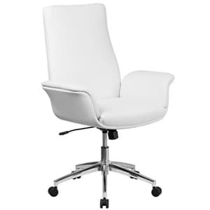 Flash Furniture Mid-Back White LeatherSoft Executive Swivel Office Chair with Flared Arms for $178